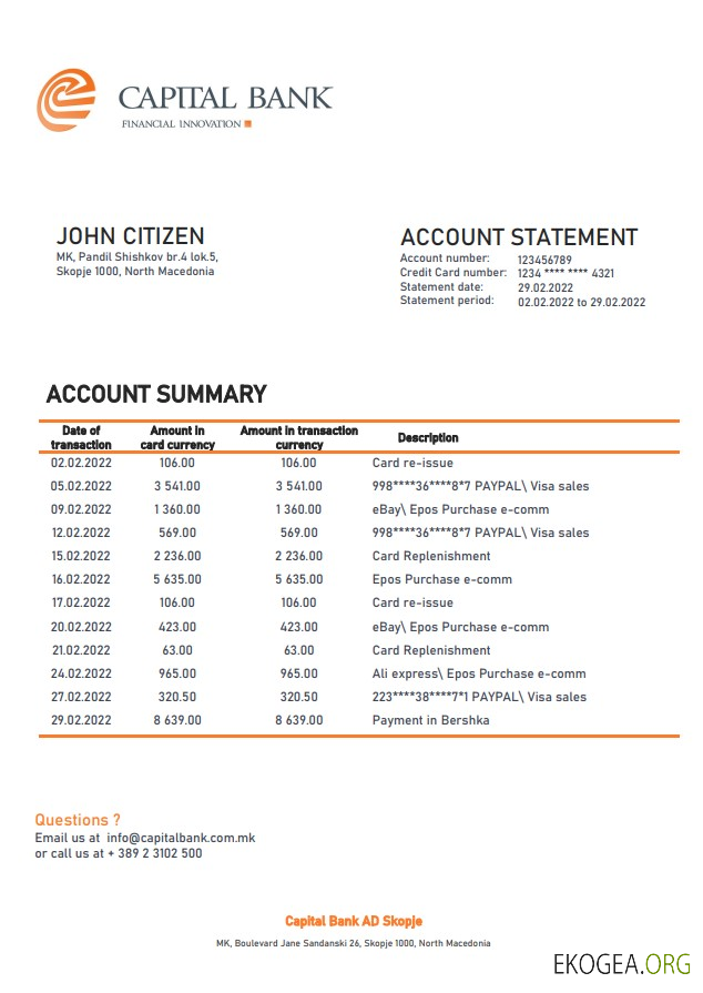 Déclaration de la Banque capitale de Macédoine du Nord